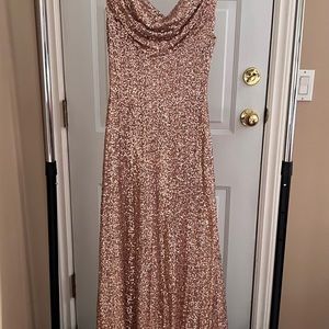 Cachet Drape Neck Back Sequence Dress